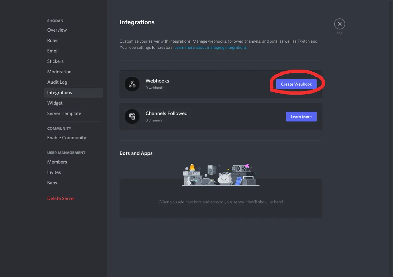Create webhook