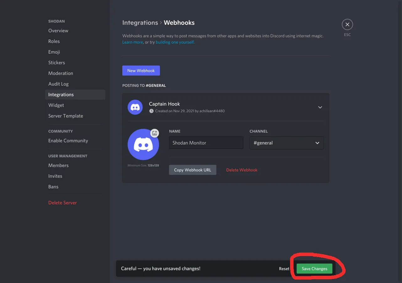 Webhook form