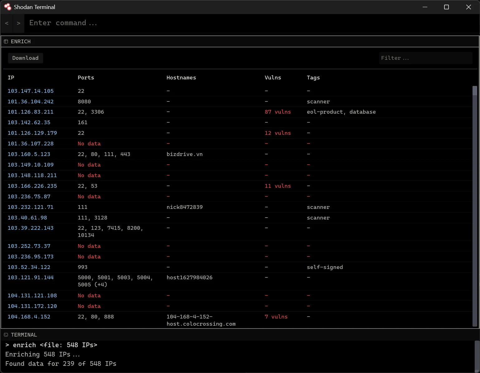 Shodan Terminal